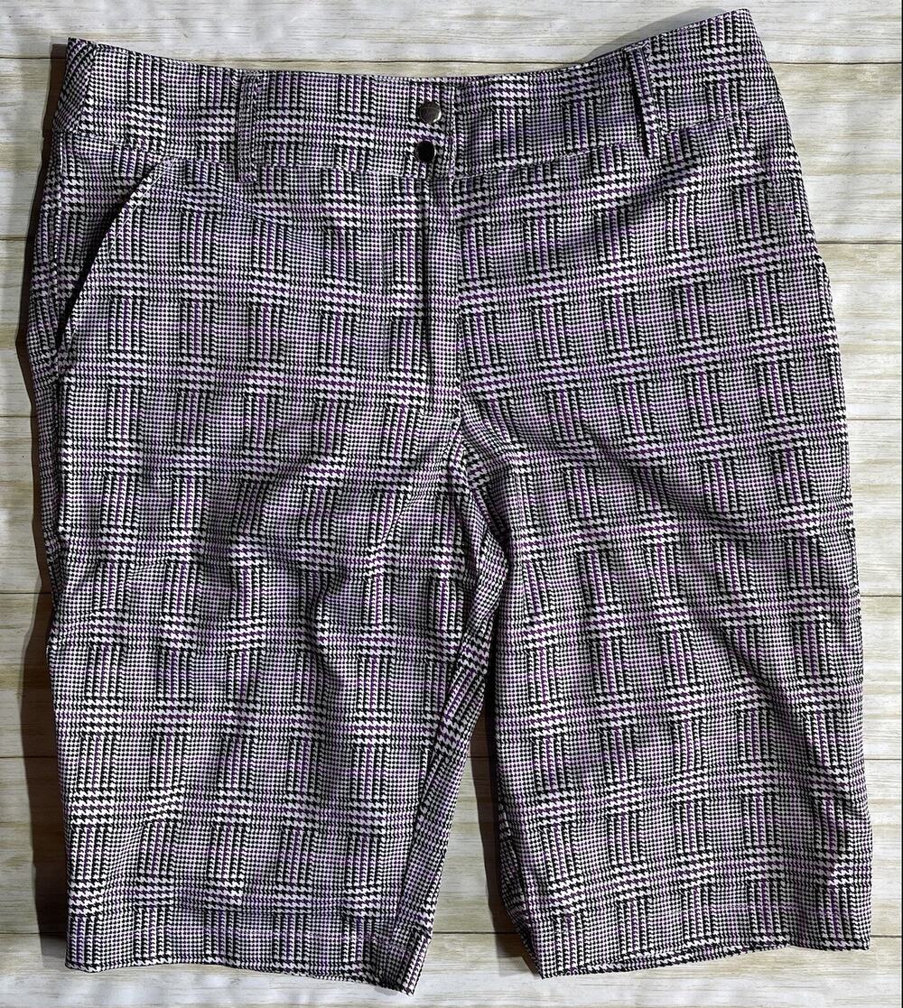 GG Blue Women’s Black & Purple Houndstooth Golf Shorts Size 6
